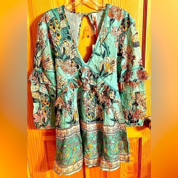 Raga Monique XS Dress NWT Floral  Anthropologie Brand Boho Chic Backless Festive - Picture 1 of 7